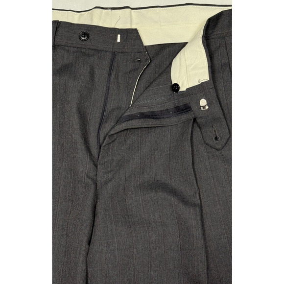 Hand tailored 40 x‎ 28 Men's Dark Gray Pleated zip button nice quality USA - Picture 3 of 4